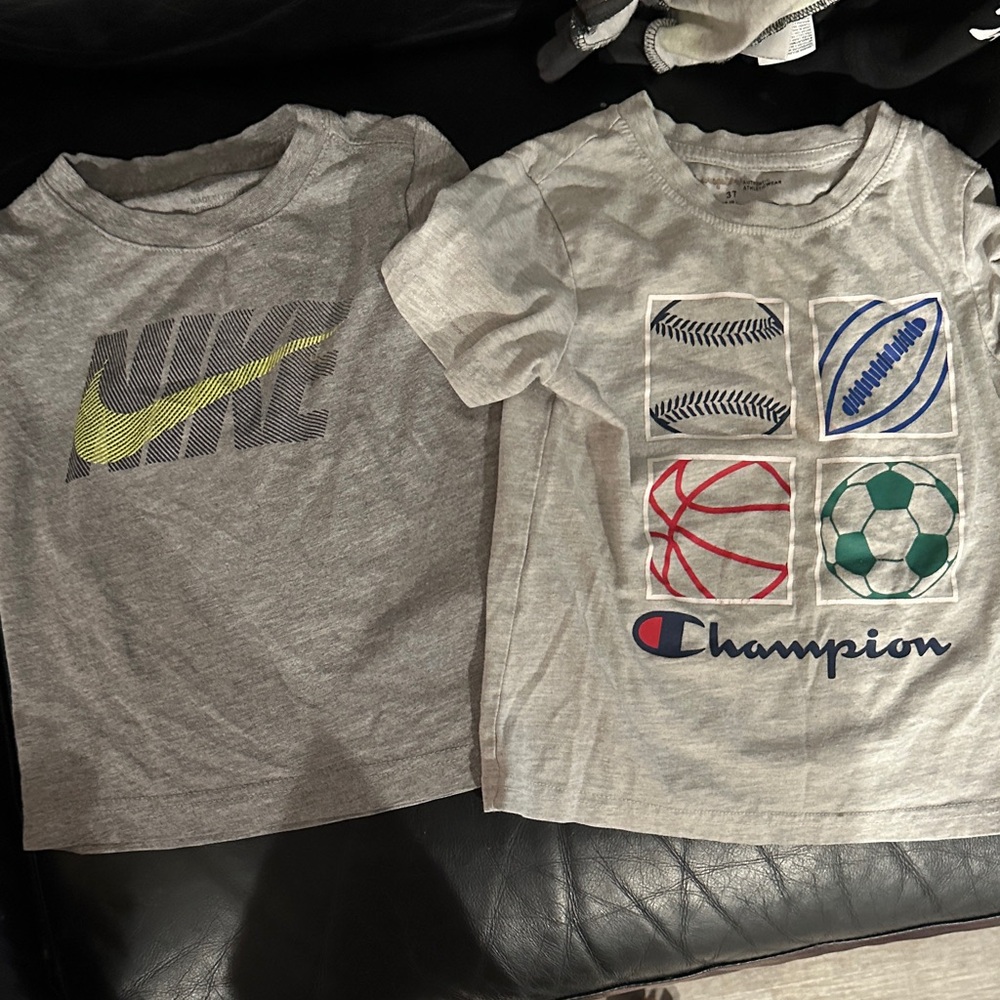 Nike Gray and Lime Kids T-Shirt